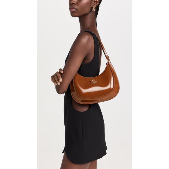 NWT Tory Burch Robinson Spazzolato Crescent Bag - Rare Dark Sienna - Convertible - Picture 3 of 11